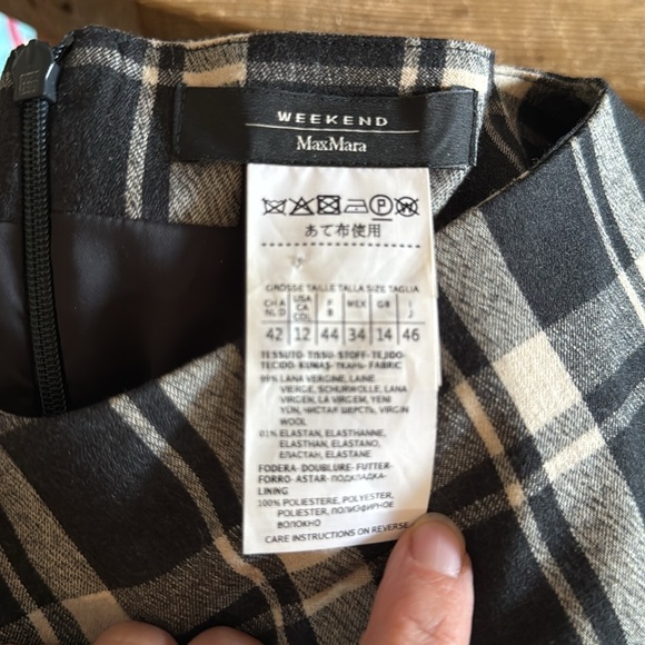 🎀Weekend Max Mara Navy Plaid Midi sheath Dress - Picture 4 of 11